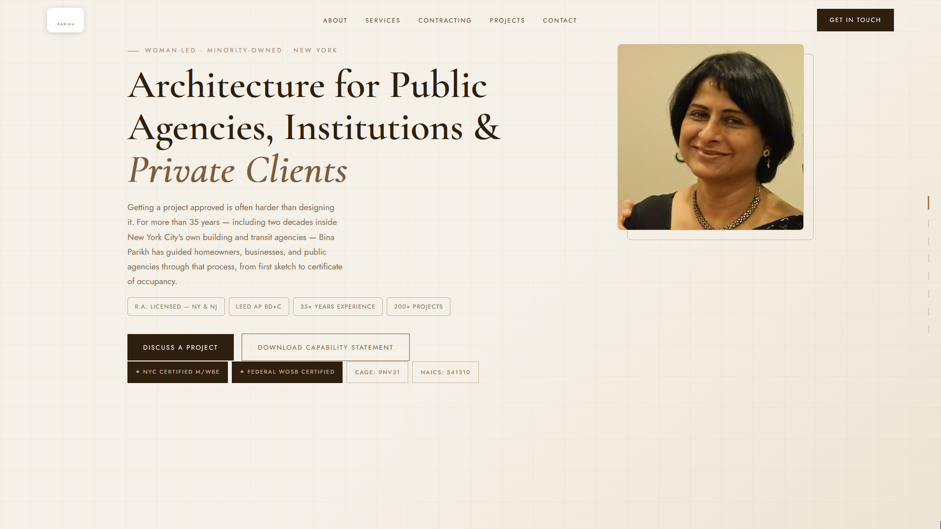 Parikh Architectural website